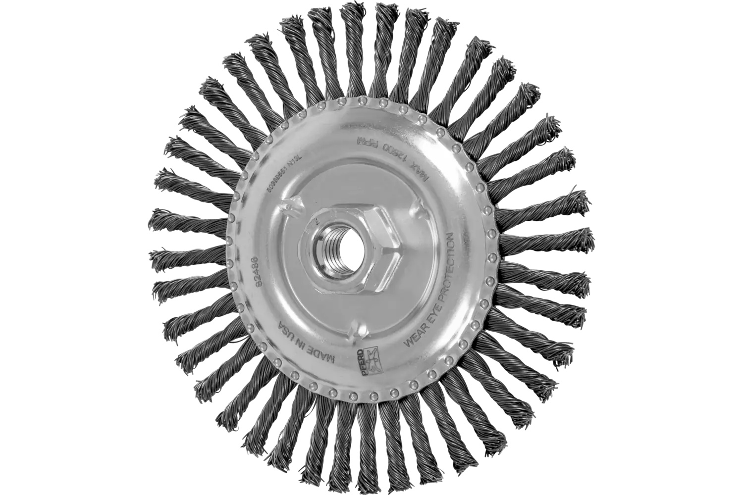 Picture of Pferd Stringer Bead Wheel Brush 6" Dia .020 Carbon Steel 5/8-11 Thread
